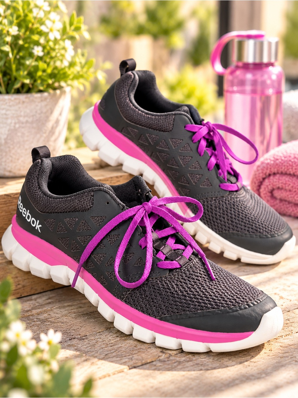 Reebok Sublite XT CUSHION 2.0 MT Women’s Running Shoes Gray Pink Purple Size 8